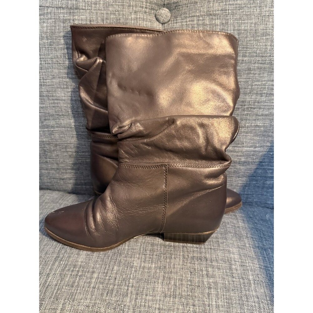 Vintage 1970s Christian Franchet Navy Blue Slouch Leather Boots Canada 36/6 - Picture 11 of 16